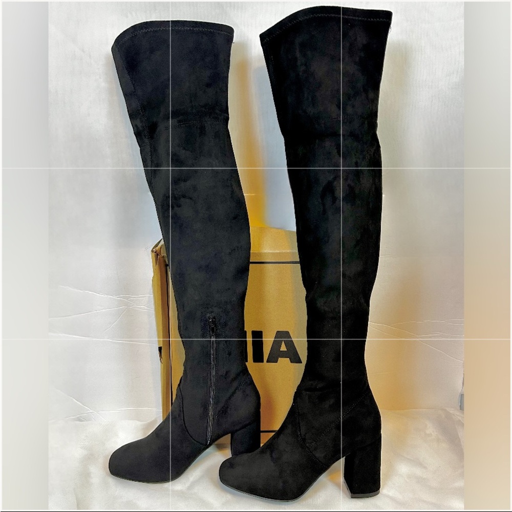NEW MIA Women's Thigh High Block Heel Over The Knee Black Boots / Sz 7.5
